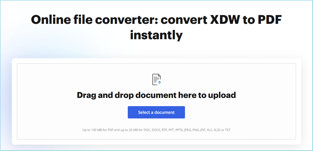 convert XDW to PDF on DocHub