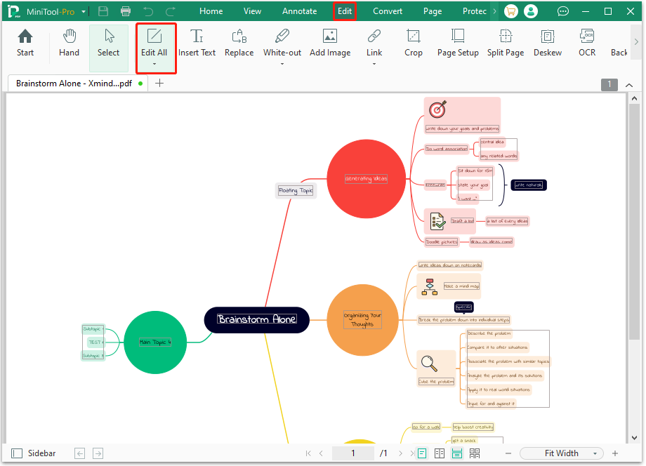 edit the converted PDF file in MinTool PDF Editor