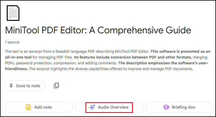 click Audio Overview