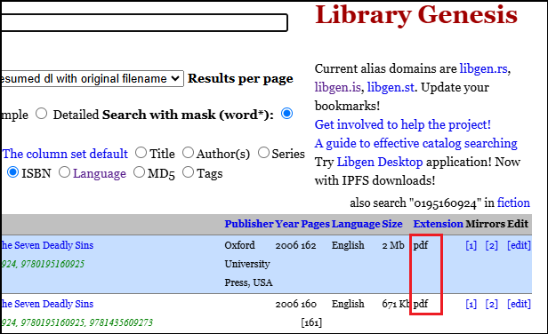 download PDF books using ISBNs via Library Genesis