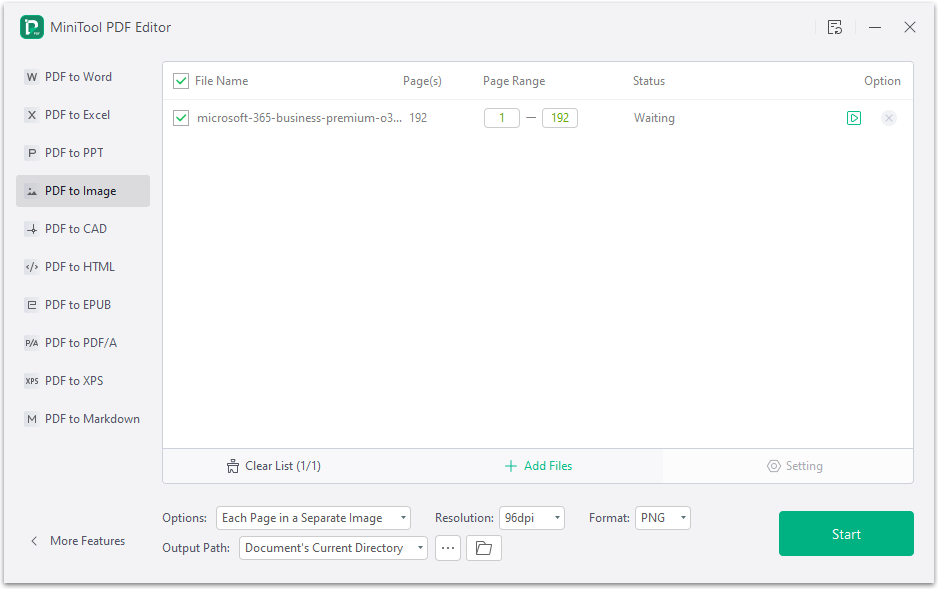 convert PDF to image with MiniTool PDF Editor