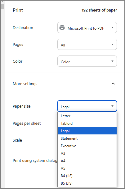 change PDF paper size