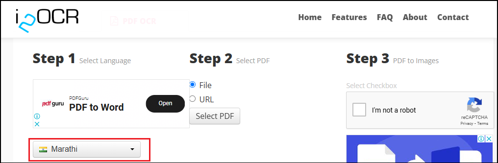 the i2OCR interface