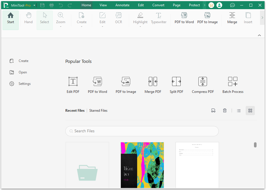the main interface of MiniTool PDF Editor