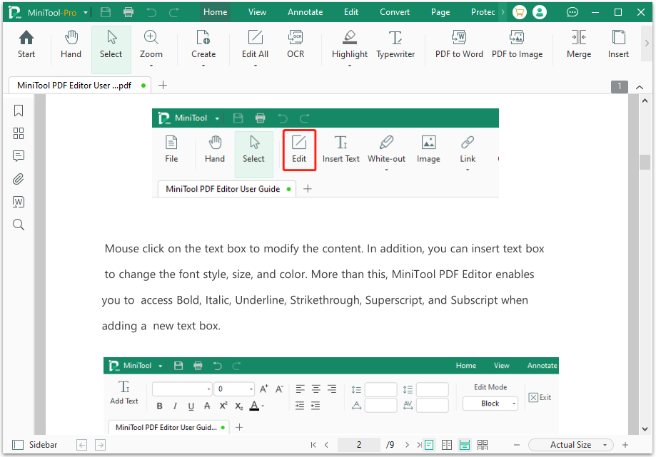 use MiniTool PDF Editor to edit PDF file