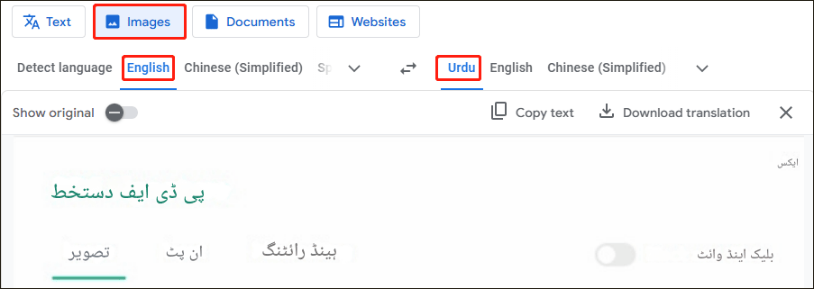 translate text on PDF image