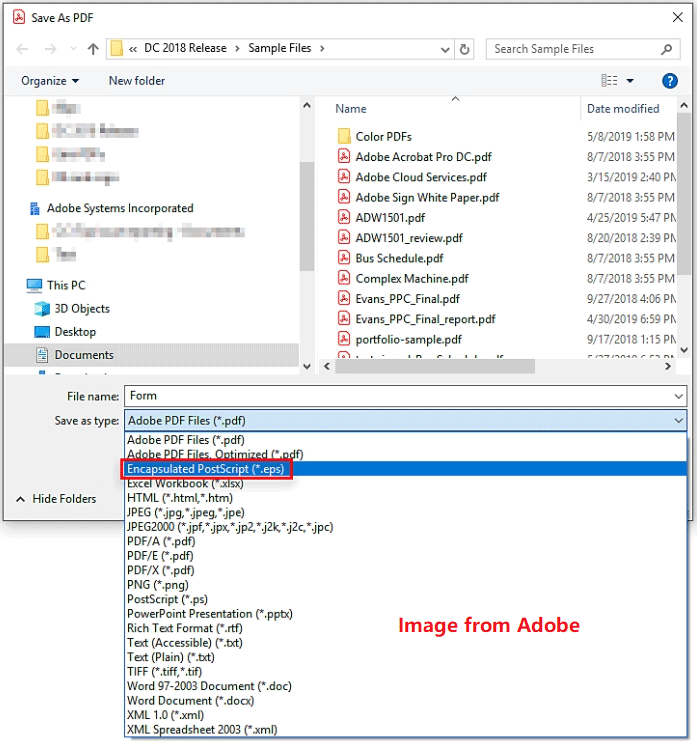 Adobe Acrobat save as Encapsulated PostScript