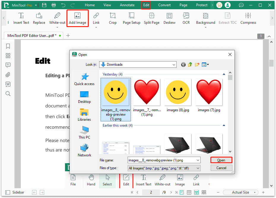 select the emoji that you want to add to PDF