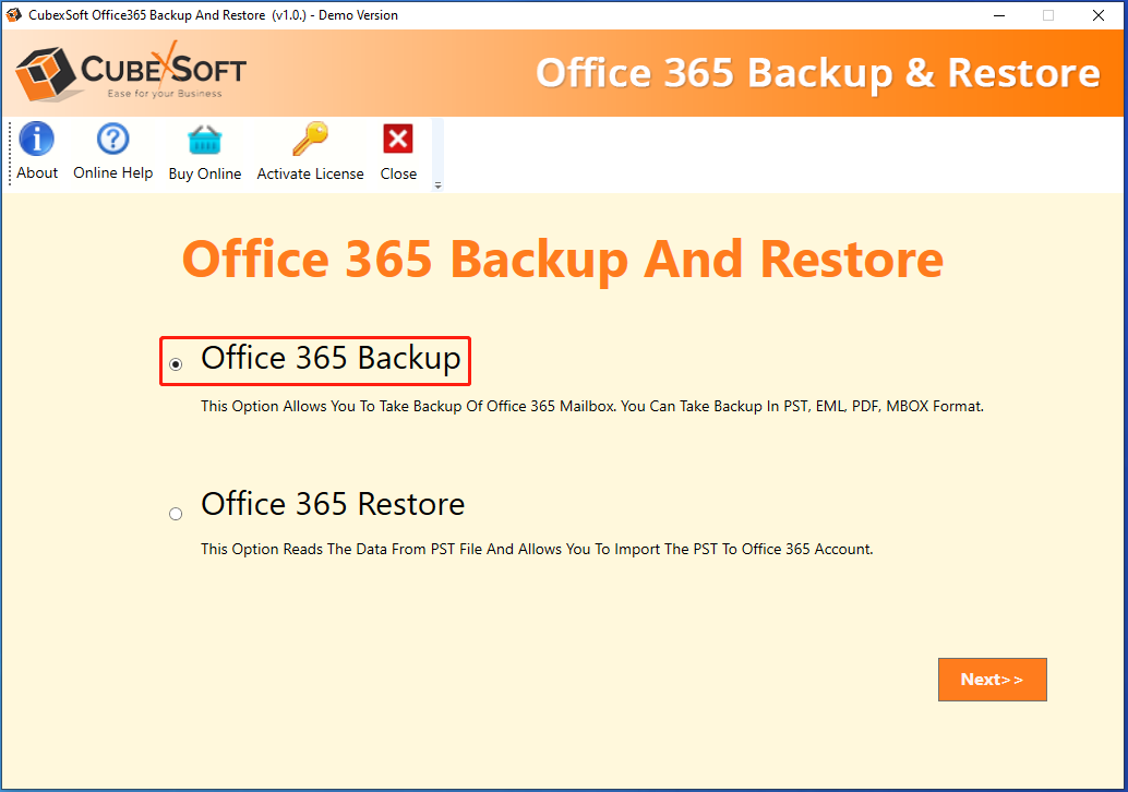 click Office 365 Backup