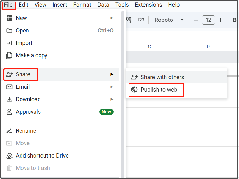 navigate to Publish to web option