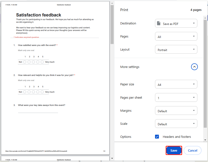 save Google Forms as PDF