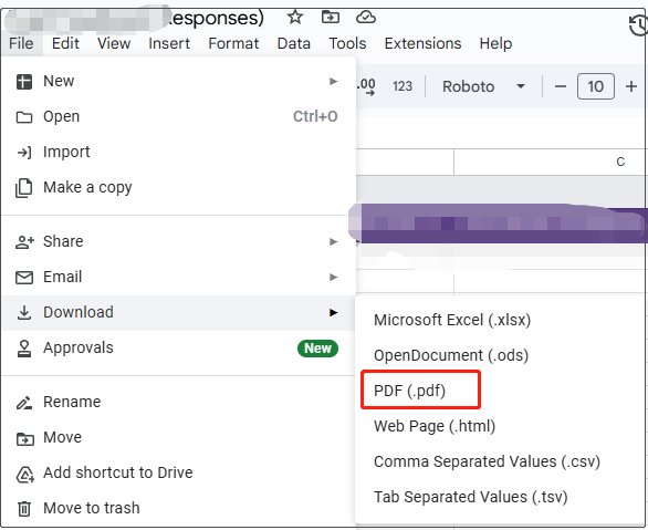 download Google Sheet as PDF