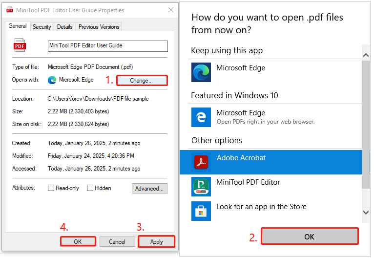 change the default app to read PDF