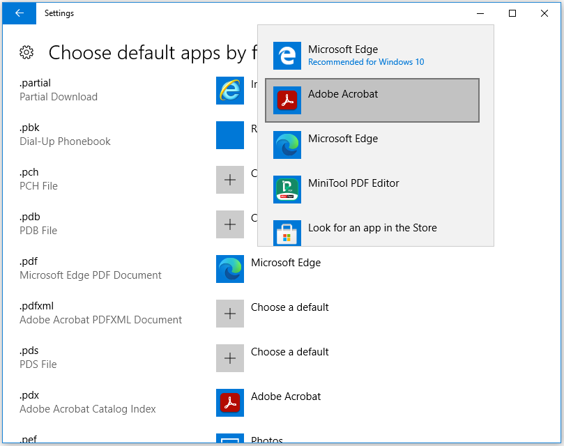 change the default PDF viewer in Settings