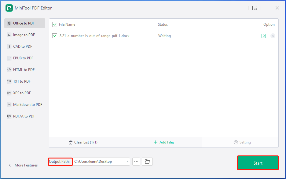 let MiniTool PDF Editor convert the file