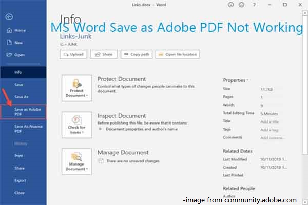 MS Word Save as Adobe PDF Not Working | 3 Fixes