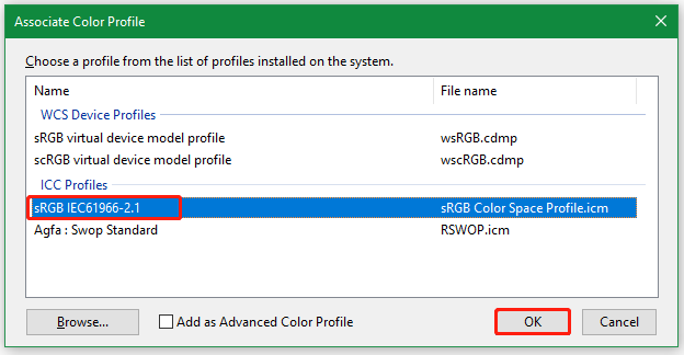 select sRGB IEC61966-2.1