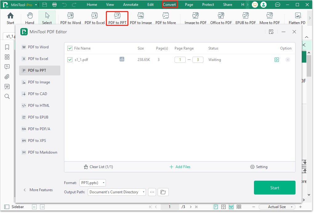 convert PDF to PPT MiniTool PDF Editor