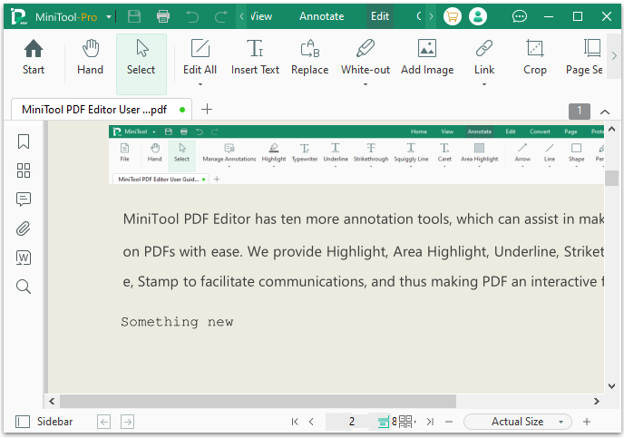 the MiniTool PDF Editor interface