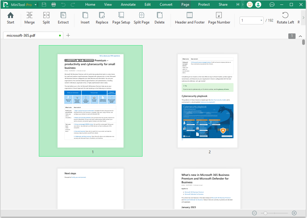 Split Page MiniTool PDF Editor