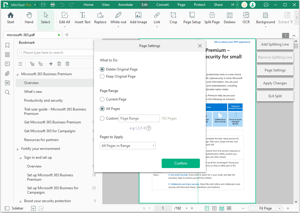 Page Settings MiniTool PDF Editor