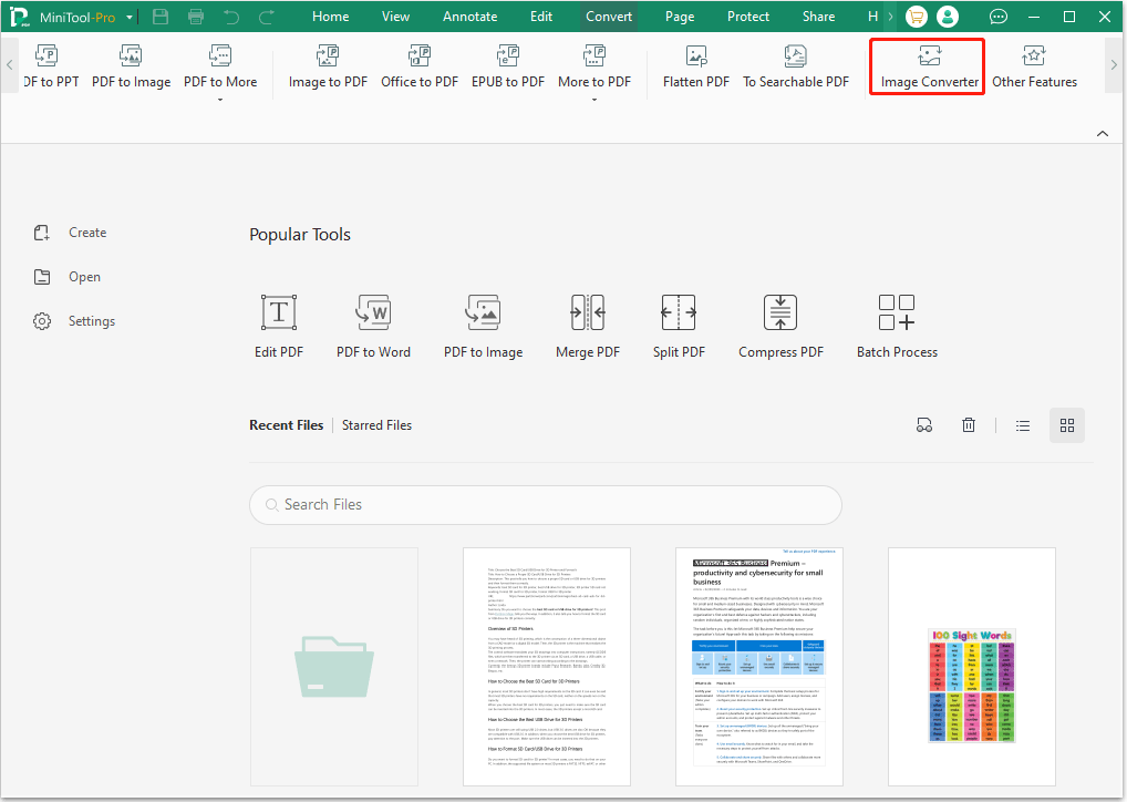 open Image Converter in MiniTool PDF Editor