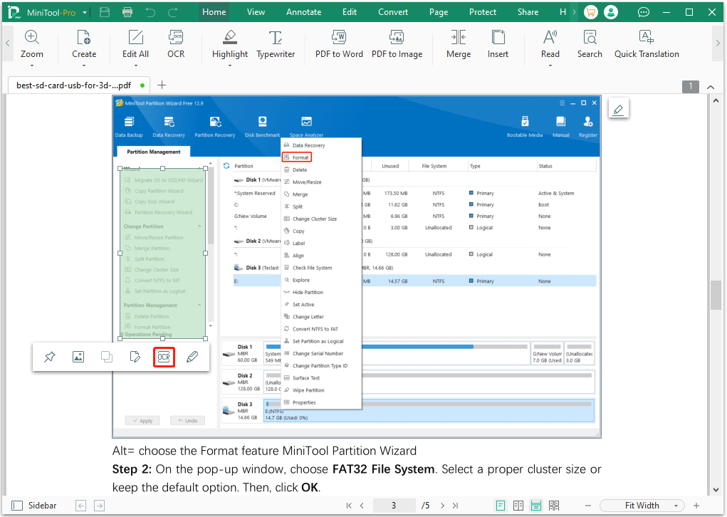 apply OCR MiniTool PDF Editor