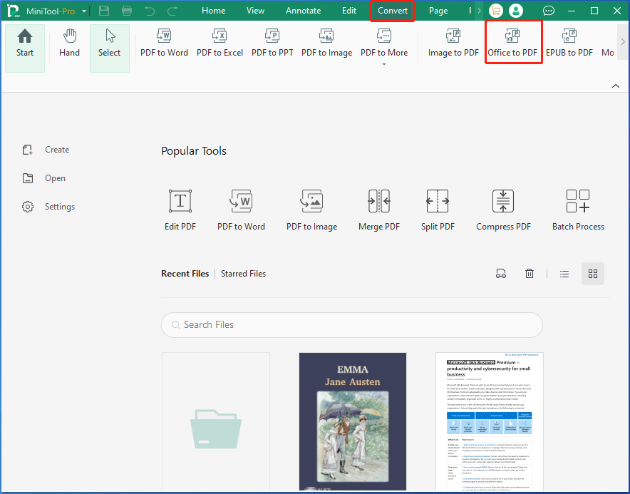 MiniTool PDF Editor convert Office to PDF