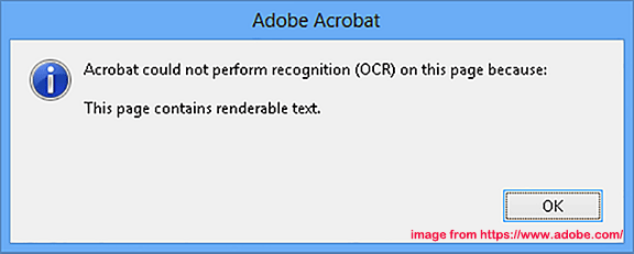 Adobe OCR not recognizing text