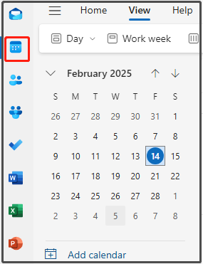 open the Outlook calendar