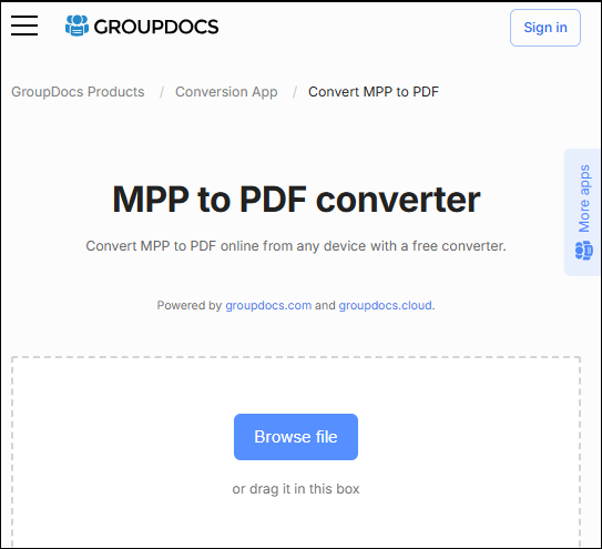 convert MPP to PDF via GroupDocs