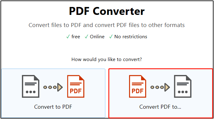 go to Convert PDF to option