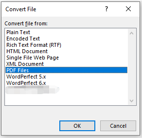 select PDF Files and click OK