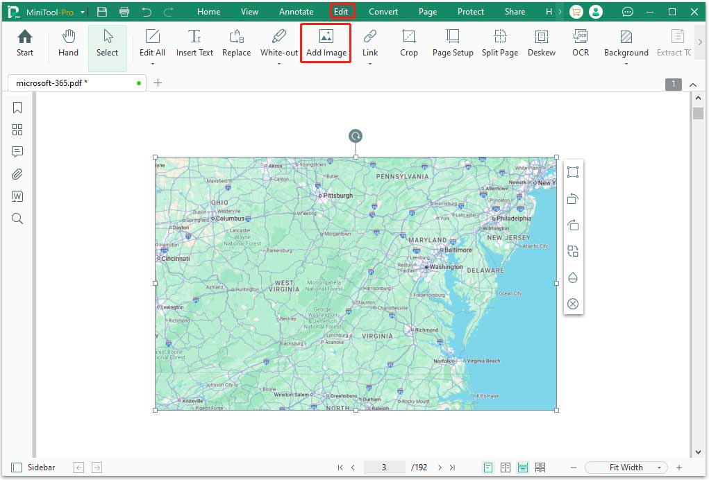 add map image to PDF MiniTool PDF Editor