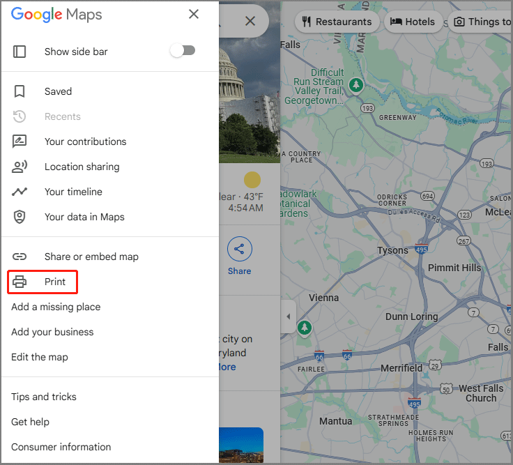 print Google Map to PDF