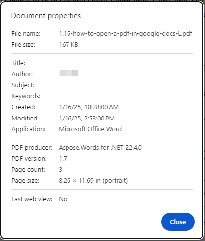 PDF document properties