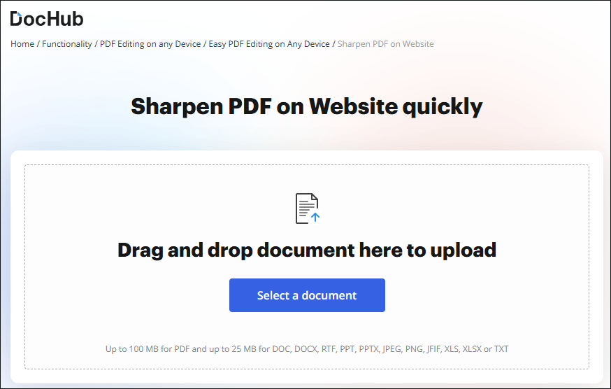 sharpen PDF with DocHub