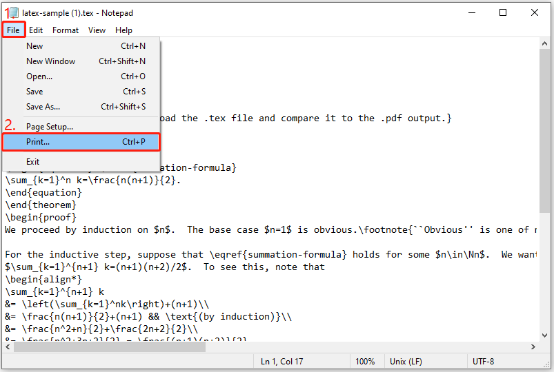 print TEX file to PDF