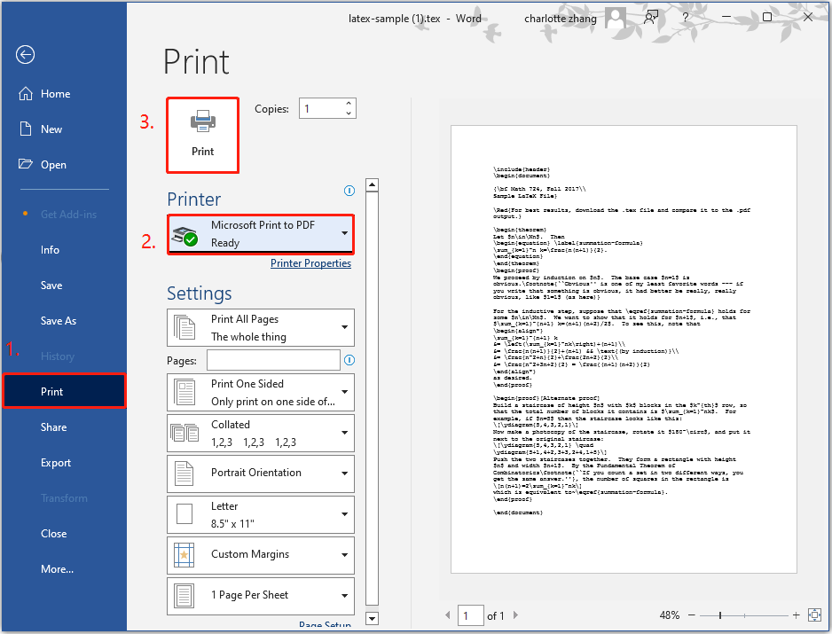 use Microsoft Word to convert TEX to PDF