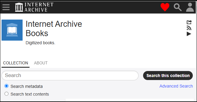 the Internet Archive interface