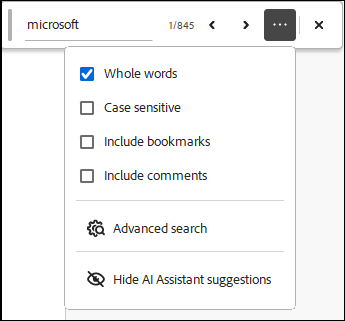 search word in Adobe Acrobat