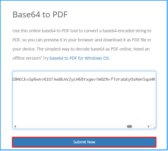 use IPVoid to convert Base64 to PDF