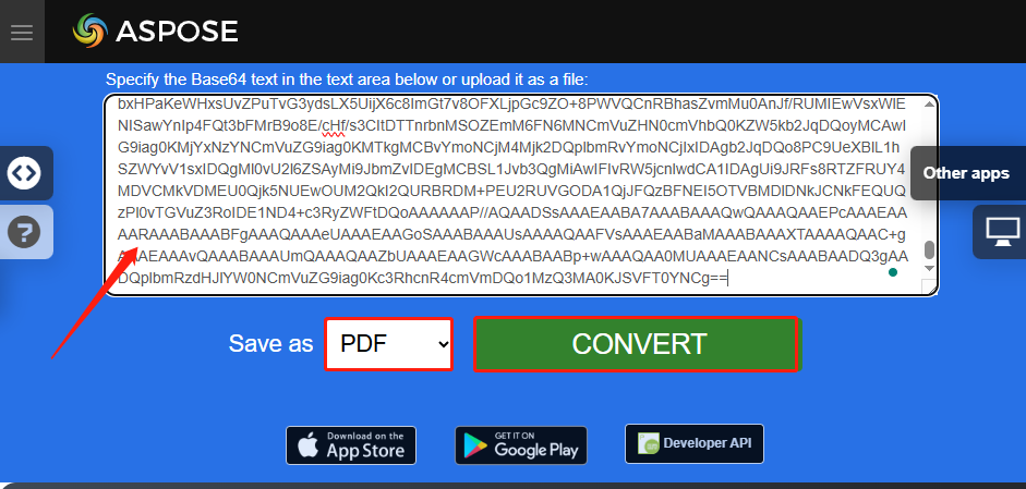 use Aspose to convert Base64 to PDF