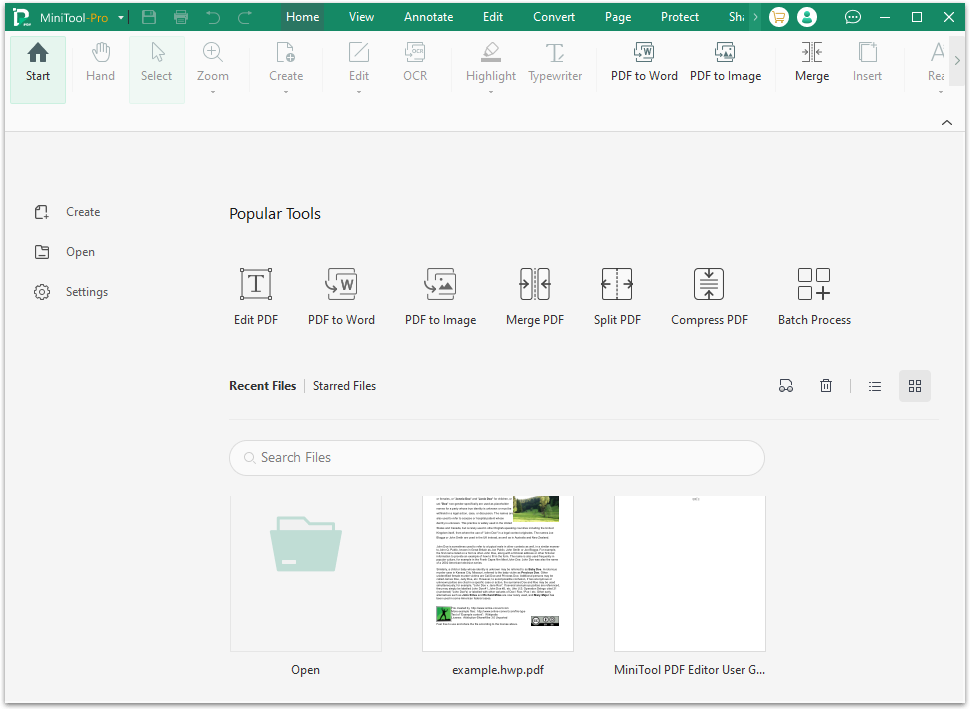 main interface of MiniTool PDF Editor