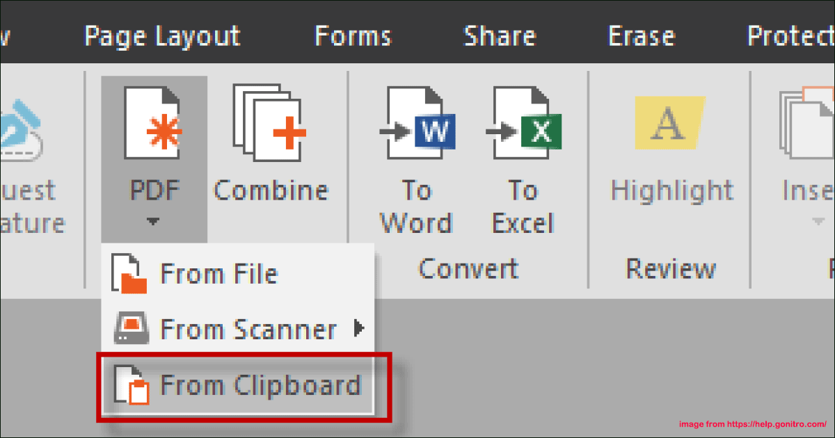 create PDF from Clipboard using Nitro PDF