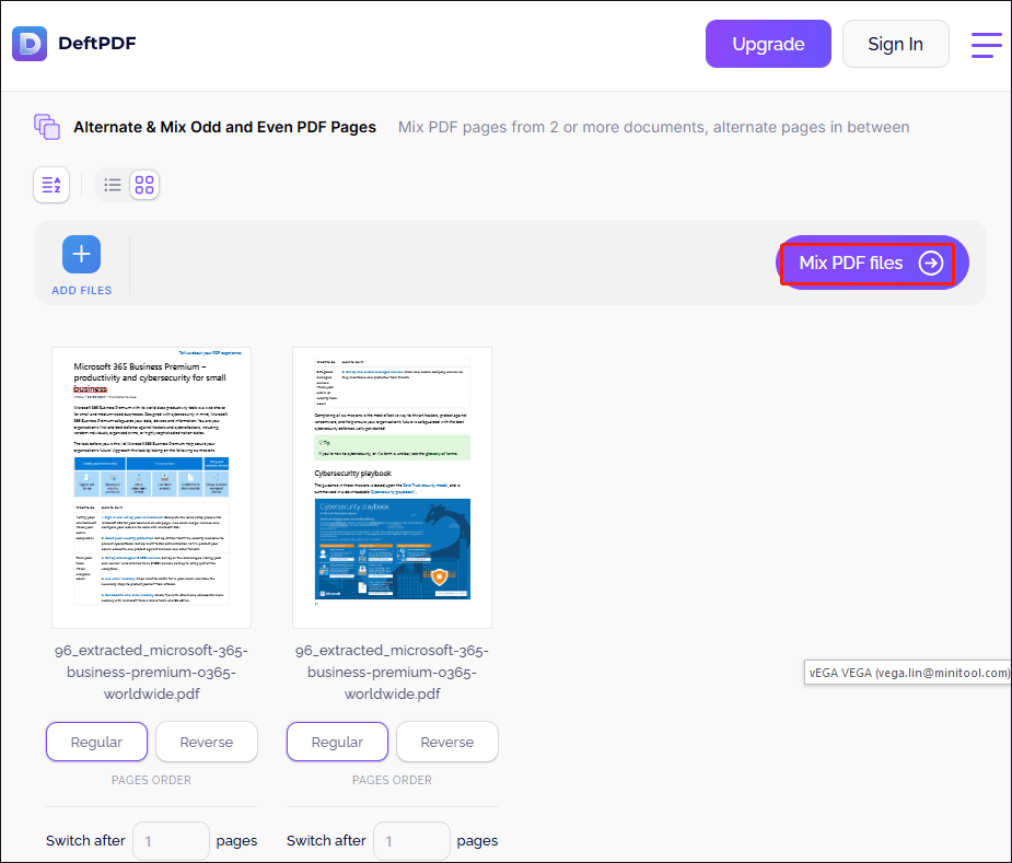 merge odd and even pages PDF using DeftPDF