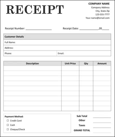 the receipt template image