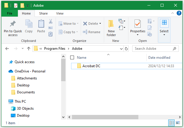 delete Acrobat DC folder