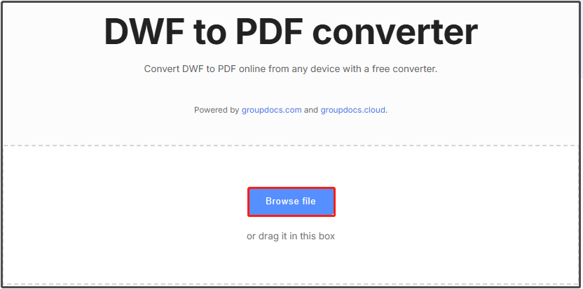 upload DWF files to the converter