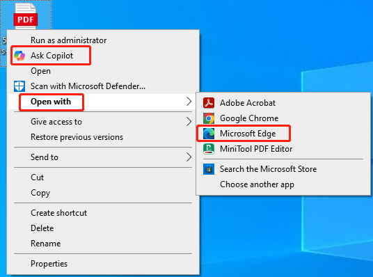 open the PDF in Microsoft Edge